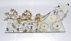 Hochzeitskutsche Glas Murano Tortenaufsatz Echtvergoldung Vierspanner L. 23 cm, € 99,00