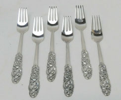 6er Satz Menügabel, 925er Silber, Mylius Norway "Telesolv" 18,9 cm, 237,0 g.