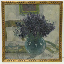 August von Brandis Stillleben mit Blumen Öl auf Leinwand 40,0 x 40,0 cm, € 450,00