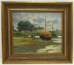 Gemälde Josef Adam, 1883-1953, Heubeladene Boote Öl auf Leinwand 30,0 x 40,0 cm, € 550,00