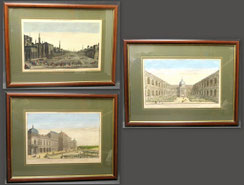 3 Stk. Kupferstiche Guckkastenblatt Ungarn , Schloss Prinz Eugen, Kairo gerahmt, € 450,00