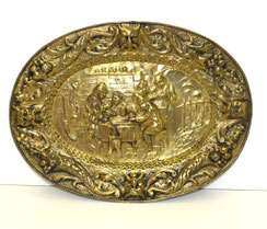 Holländische Prunkplatte Messing getrieben Wirtshausszene 55,0 cm x 41,0 cm, € 500,00
