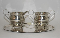 Milch und Zucker Set mit Tablett 925 Sterling Innen vergoldet 359,0 g,, € 555,00