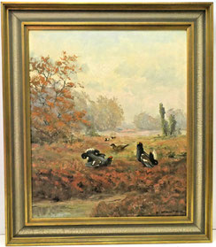 Ölgemälde Karl Kaufmann Pseud. T. Walter "Birkhähne bei der Balz" 60,5 x 50,5 cm, € 650,00