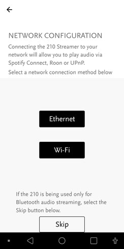 NETWORKの設定から、Wi-Fi を選択。Bluetooth接続のみで使いたい場合はSKIP