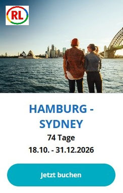 Diese Route führt Sie von Europa über Südamerika und die Südsee bis nach Australien. Erleben Sie die Amazonasfahrt, die Passage rund um Kap Hoorn und feiern Sie Silvester in Sydney – ein unvergessliches Highlight.
