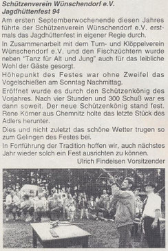 Bild: Wünschendorf Erzgebirge  Jagdhüttenfest 1994