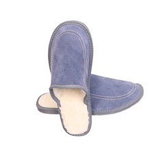 Pantoufles fourrées homme bleu
