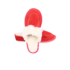 Pantoufles fourrées femme framboise à talon Pantoufles cuir de vachette intérieur peau naturelle synthétique peau talon ergonomique semelle antidérapante chaussons savates mules mule acheter rouge femme marron