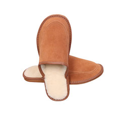 Pantoufles fourrées homme camel