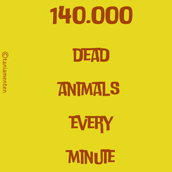 Motiverende slogan: 140000 dead animals every minute