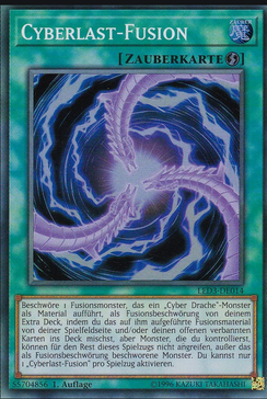 Cyberlast-Fusion, welche benutzt wird um in Yugioh Cyber Drachen Fusionsmonster spezialzubeschwören