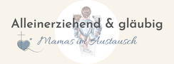 Logo der Facebook-Community "Alleinerziehend und gläubig - Mamas im Austausch" mit Kreuz und Herzsymbol. christliche Gruppe für alleinerziehende Mütter, die Glauben und Alltag teilen.