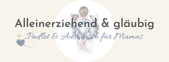 Logo der Facebook-Community "Alleinerziehend und gläubig - Mamas im Austausch" mit Kreuz und Herzsymbol. christliche Gruppe für alleinerziehende Mütter, die Glauben und Alltag teilen.