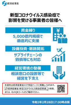 新型コロナウイルス感染症で影響を受ける事業者の皆様へ