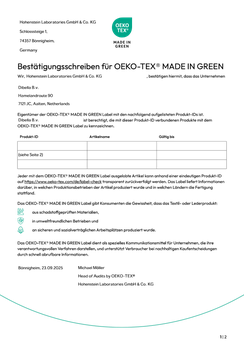 Dibella ist MADE IN GREEN by OEKO-TEX® zertifiziert