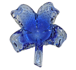 Murano Glas Schale Blau Blattform Luftblasen Plangeschliffener Boden 22 x 16,5cm, € 80,00