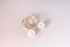 Mini Kreolen Perlen Buttons vergoldetes Silber  hochzeit brautschmuck