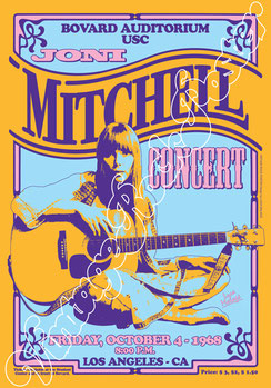 Joni Mitchell, Joni Mitchell poster, Los Angeles, Bovard Auditorium USC, 4 october 1968, 4/8/1968, folk music