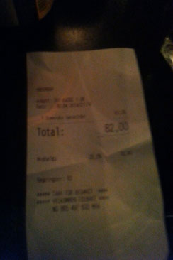 Ein Bier: 82 NOK (damals ca. 9 Euro)