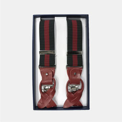 Bretelle uomo con inserto in pelle e clip in metallo