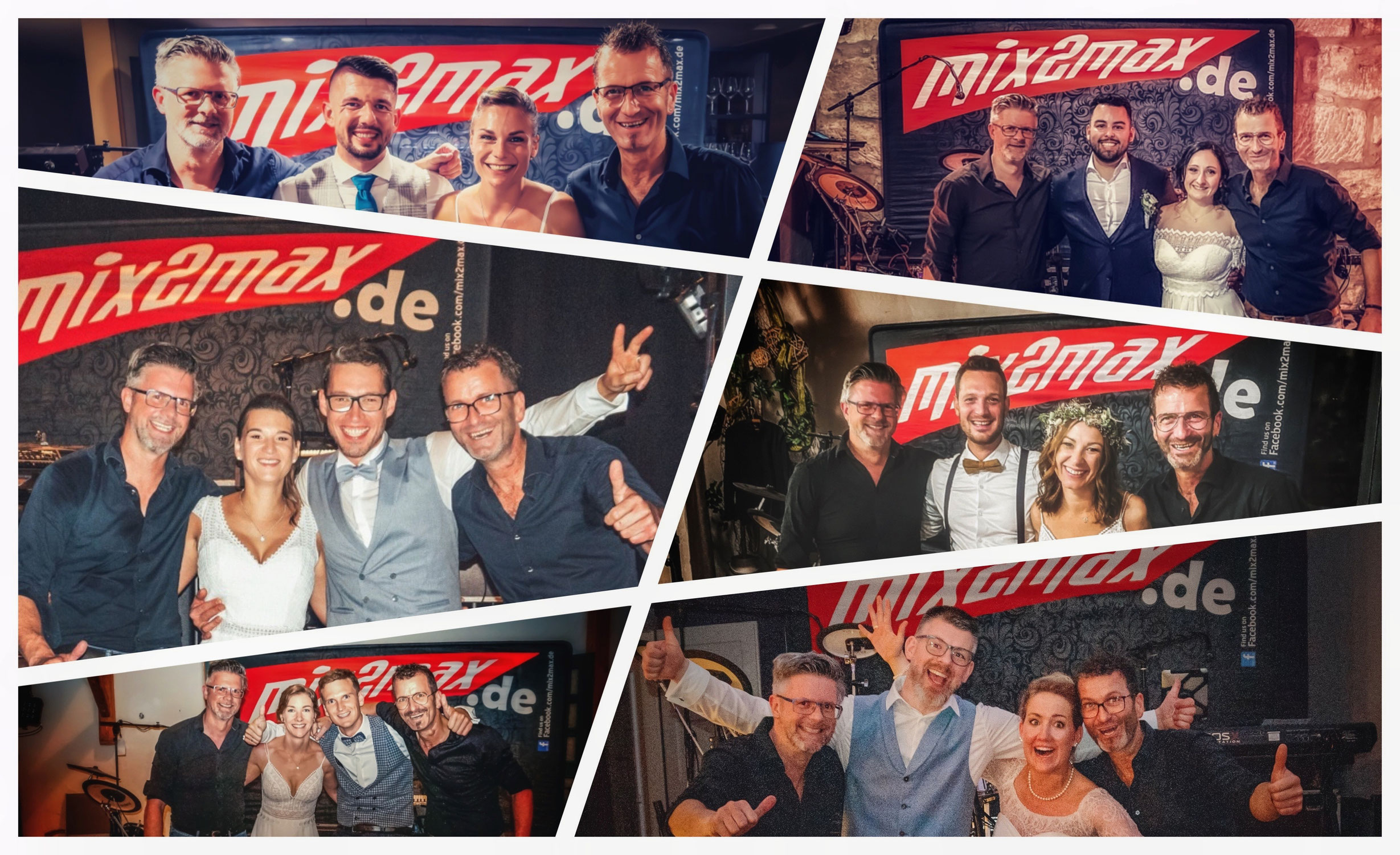 Fotos mit Brautpaaren am Ende der Hochzeitsfeier mit der Hochzeitsband und Partyband mix2max