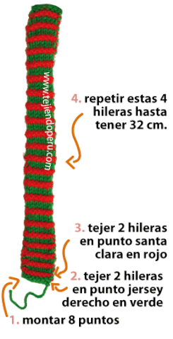 Cómo tejer un hombre de nieves en dos agujas o palitos (frosty the snowman)