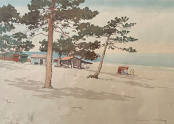  Jean Paul Alaux estampe Plage du Moulleau Visions japonaises Galerie Bassam Bordeaux Arcachon