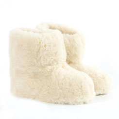 Chaussons véritable vrai BAMBOUCHA en laine naturelle de mouton fourré gros chaussons bottines souples écru blanc