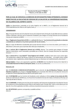 Convocatoria a Elecciones del Estamento Estudiantil año 2022