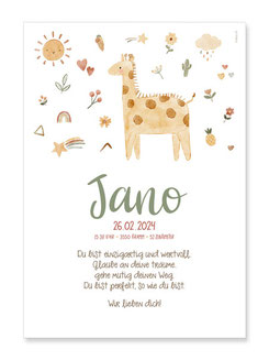 Geburtsposter Giraffe