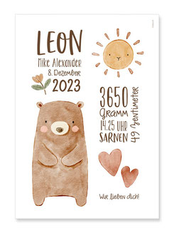 geburtsposter Bär Boho