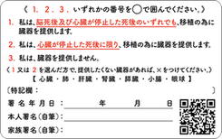 臓器提供意思表示カードの裏面