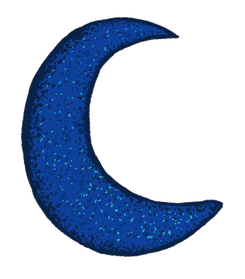 Leuchtend blauer Halbmond als Symbol für Astrologie