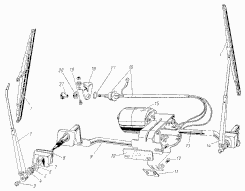 Scheibenwischer und Wischermotor GAZ 21 Wolga.  Windscreen wiper and wiper motor GAS 21 Volga.  Стеклоочиститель и привод ГАЗ 21 Волга.