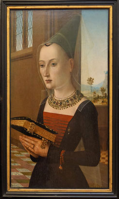 Maestro dei Ritratti Baroncelli, ca. 1489, Maria Bonciani, Galleria degli Uffizi, Florenz. Foto: Epochs of Fashion - Mode Mittelalter Kleid