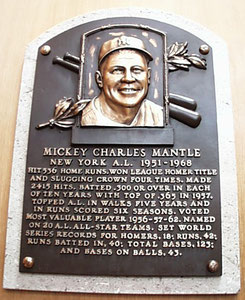 Mickey Mantle Plaque On Display at the Baseball Hall of Fame