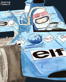 Jackie Stewart by Muneta & Cerracin - Jackie Stewart en Clermont-Ferrand en 1972 a los mandos de un Tyrrell 003 Ford Cosworth