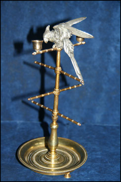 baguier parroquet bronze doré