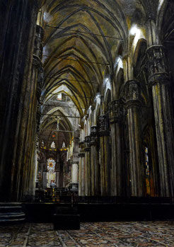 ミラノの大聖堂　板・油彩　35ｘ25ｃｍ