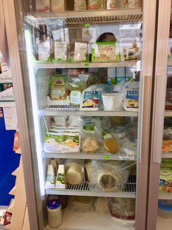 vegan cheeses at vegan store rome italy