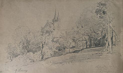 Maxime Lalanne, Place à Paris, Dessin, crayon sur papier, 1880.