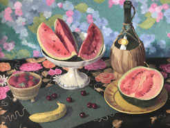 Jean Thiney Nature morte aux fruits Huile sur toile vers 1960 Galerie Bassam Bordeaux Cap Ferret 