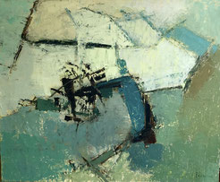 Annie Fourtina Huile sur toile Abstraction Bordeaux 1950 Galerie Bassam