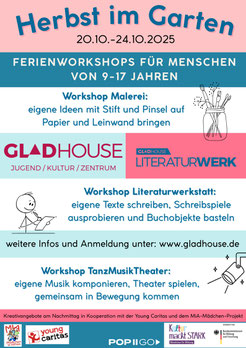 Plakat, Ferienangebot, Sommer im Garten, Workshops