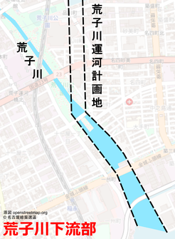 運河計画のせいで下流部が無駄に広い荒子川