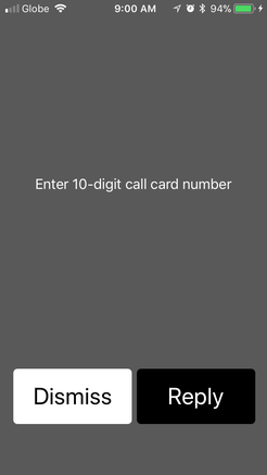 USE CALL CARDを選ぶと、数字インプットの指示が出ます。