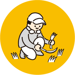 お庭・敷地の草刈りイラスト_便利屋ワン