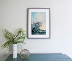 Wohnraumideen für mein Gemälde Welle abstrakt, ein kleine Acrylbild online kaufen.