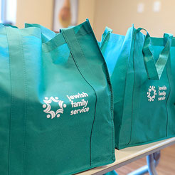 Jewish Family Service Heldman Family Food Pantry bags are prepped and ready for delivery.